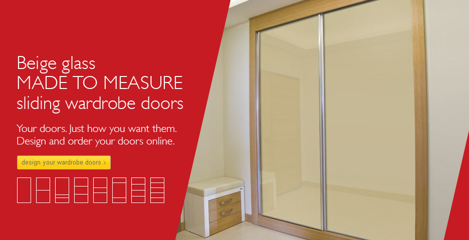 Beige glass sliding wardorbe doors