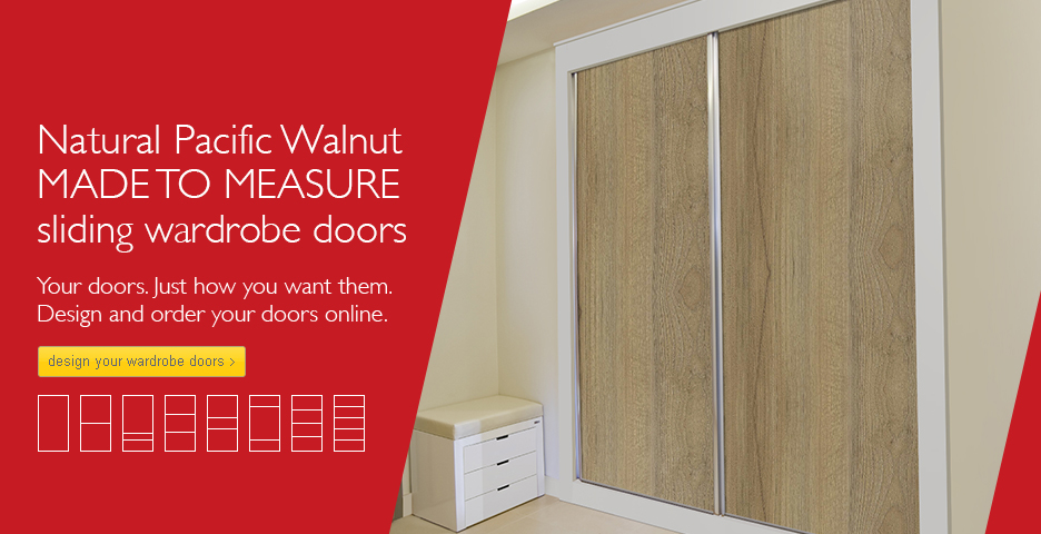 Natural Pacific Walnut Wood Sliding Wardrobe Doors