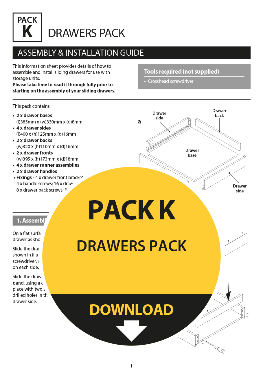 Pack K : Wardrobe interiors - drawers pack