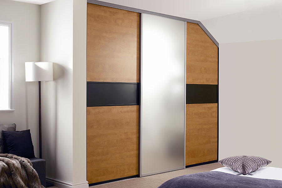 Black and French Walnut sliding wardrobe doors