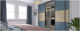 Blue Sliding Wardrobe Doors: Misty Blue Styles, Finishes and Design Ideas