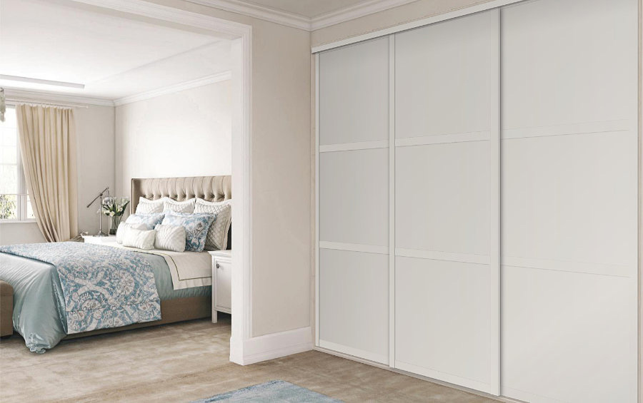 White shaker-style sliding wardrobe doors