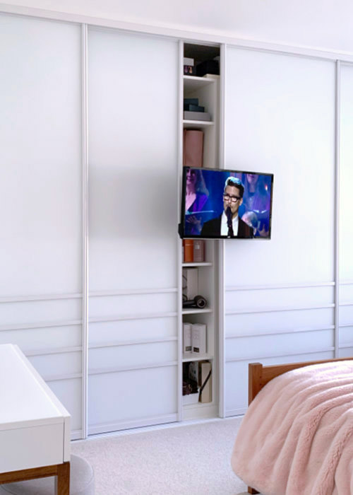 Hidden television mounted inside your sliding door wardrobe