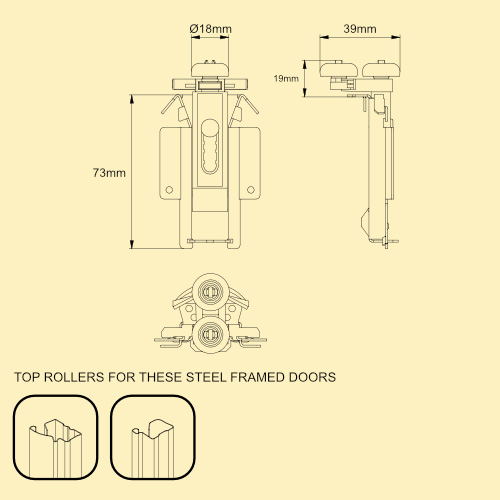 Buy replacement rollers for steel-framed sliding wardrobe door