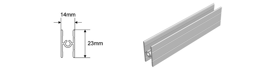 Aluminium sliding wardrobe door H-bars dimensions