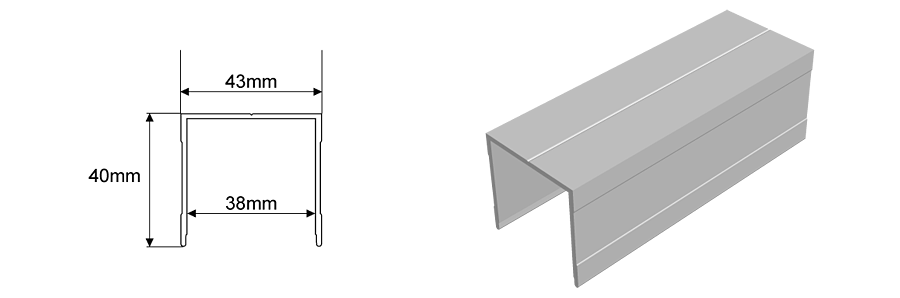 Aluminium single top track dimensions