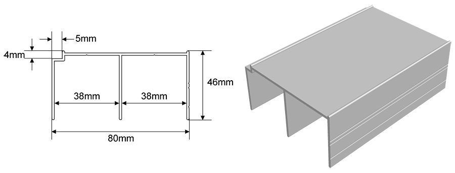 Aluminium top track dimensions