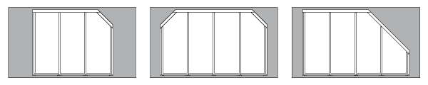 Angled sliding wardrobe doors