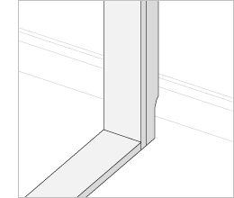 L-shaped column for large gaps and coping with pipes