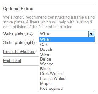 Optional extras: Strike plates and liners