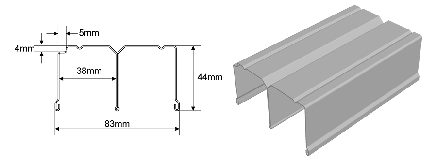 Steel top track dimensions