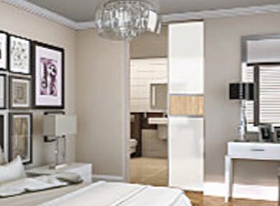 L-shaped sliding wardrobe doors